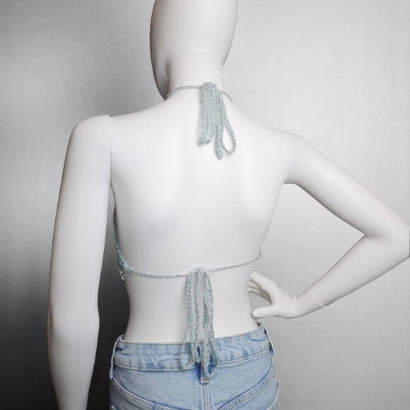 🌊 Sky Blue Crochet Halter Top – Lightweight & Lined - Picture 4 of 8
